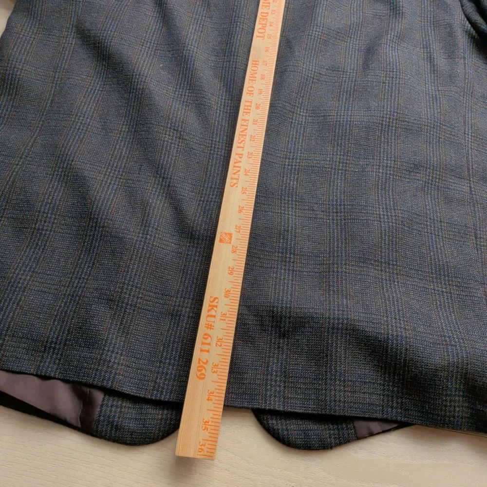 Oak Hill Sport Coat Blazer‎ Mens 54R Glen Plaid Blue Brown Two Button Windowpane